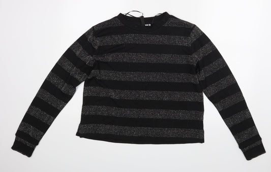 Divided Womens Black Striped Basic Blouse Size M