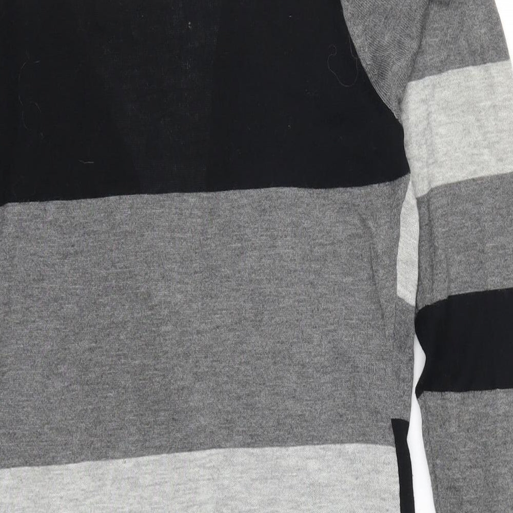 Femme Womens Grey Striped Cardigan Jumper Size 8