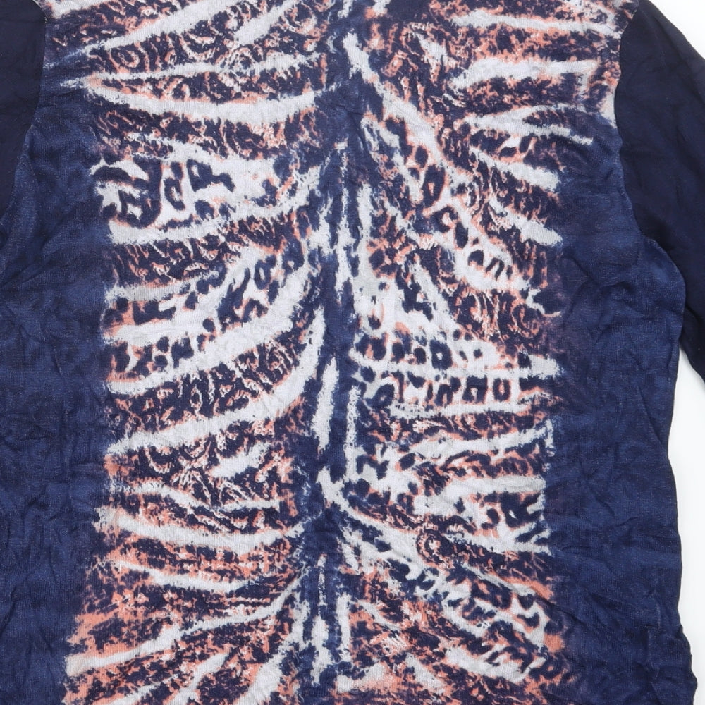 Rinatti Womens Blue Geometric Knit Cardigan Jumper Size XL