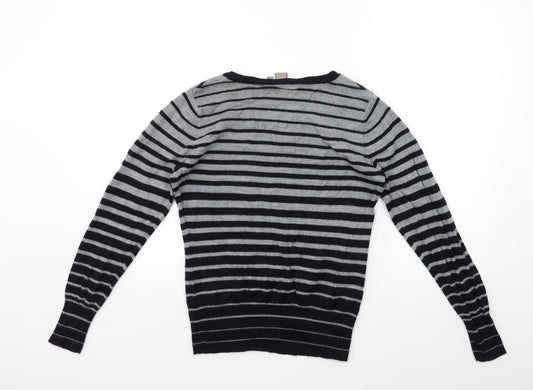 TU Womens Grey Striped Knit Pullover Jumper Size 12