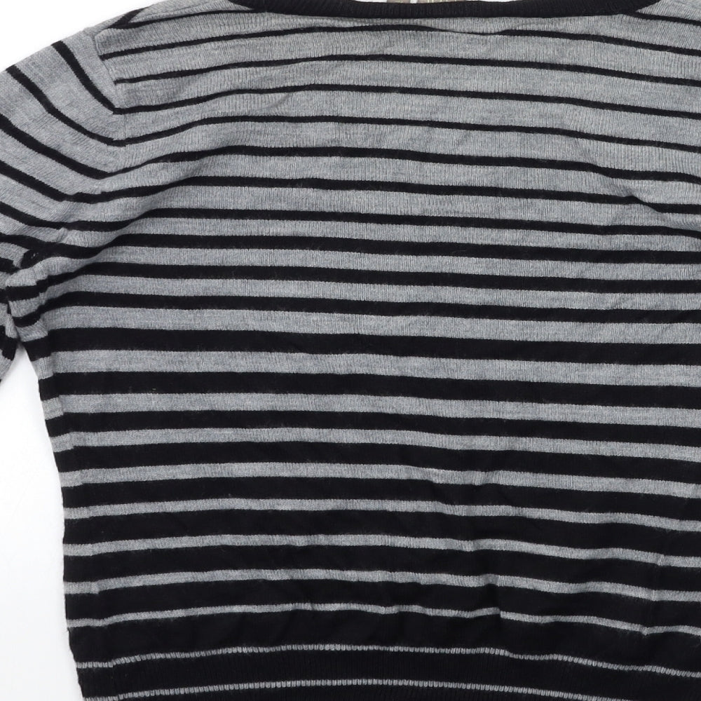 TU Womens Grey Striped Knit Pullover Jumper Size 12