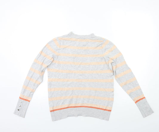 F&F Womens Grey Striped Knit Pullover Jumper Size 10