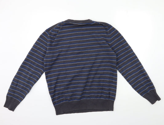 Esprit Mens Blue Striped Knit Pullover Jumper Size M