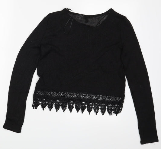 Womens UK Size XS Divided Black Basic T-Shirt
