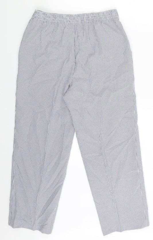 M&S Womens White Check Sweatpants Trousers Size 8 L23 in