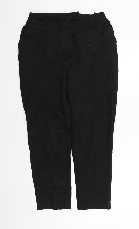 Womens UK Size 14 Warehouse Regular Fit Black Trousers