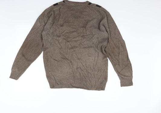 GREENWOODS Mens Brown Pullover Jumper Size S