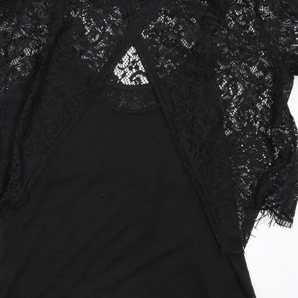 Miss Selfridge Womens Black Basic T-Shirt Size 8