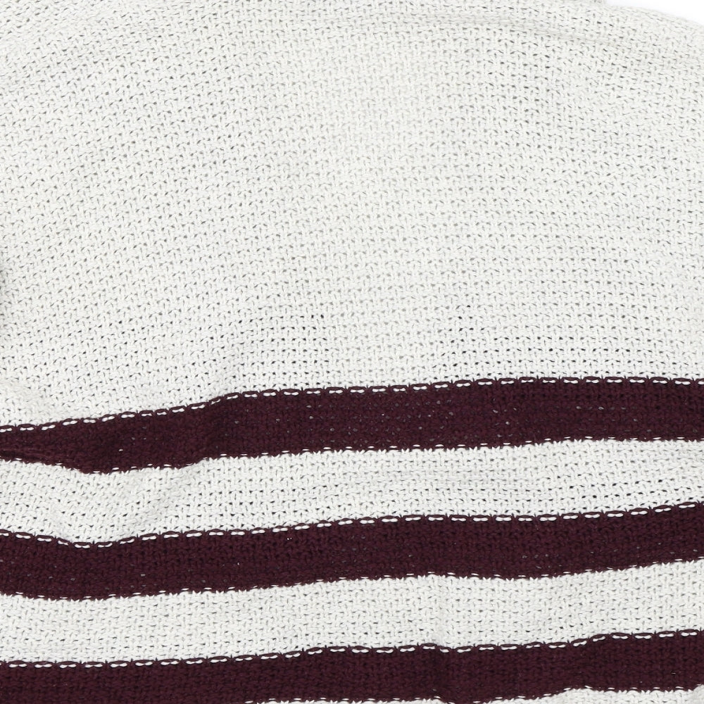 FOREVER 21 Womens Red Striped Knit Cardigan Jumper Size S