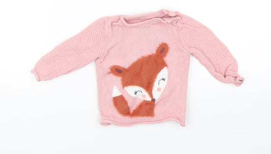 Nutmeg Baby Pink Pullover Jumper Size 3-6 Months - Deer