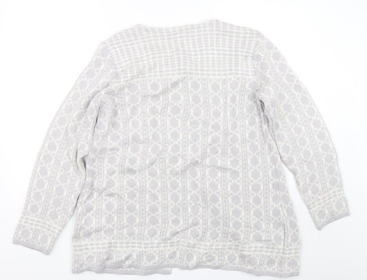Womens UK Size 16 Afibel Grey Cardigan Jumper