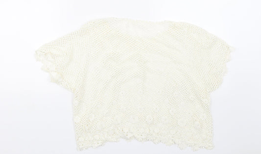 Womens UK Size M Preworn White Cropped T-Shirt