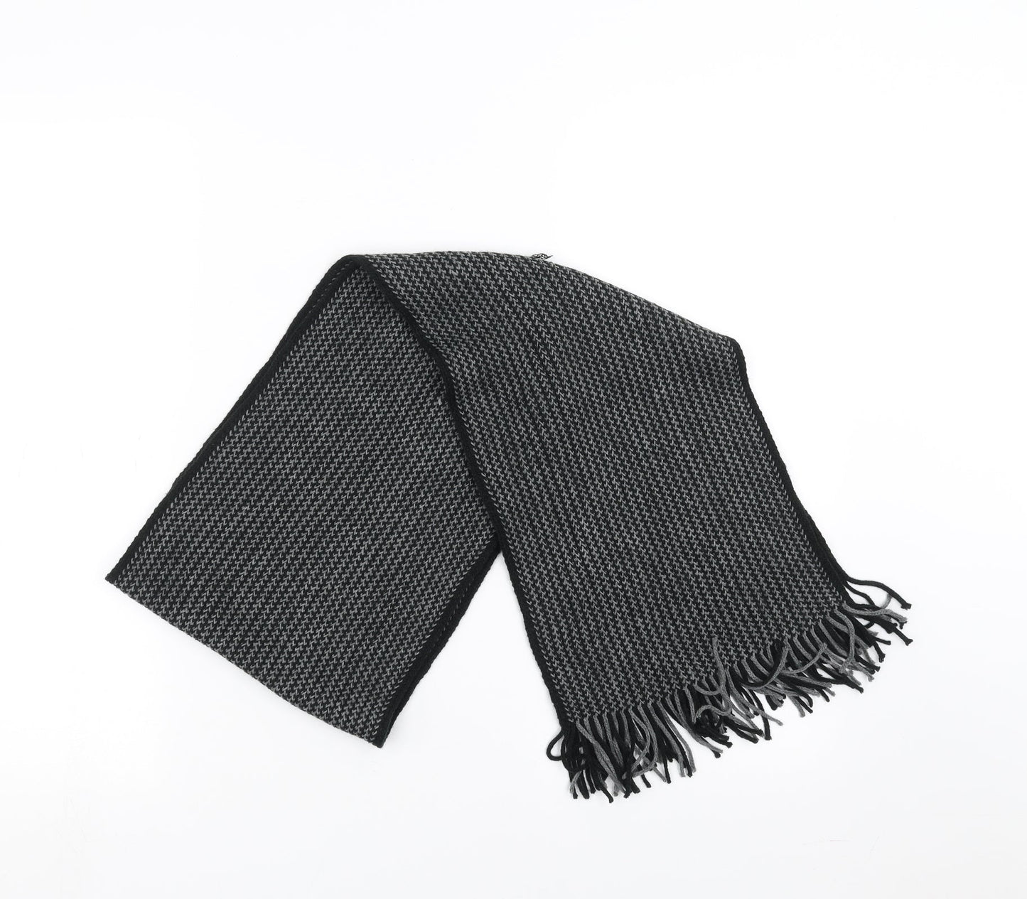 Original Esquire Mens Black Geometric Knit Scarf One Size