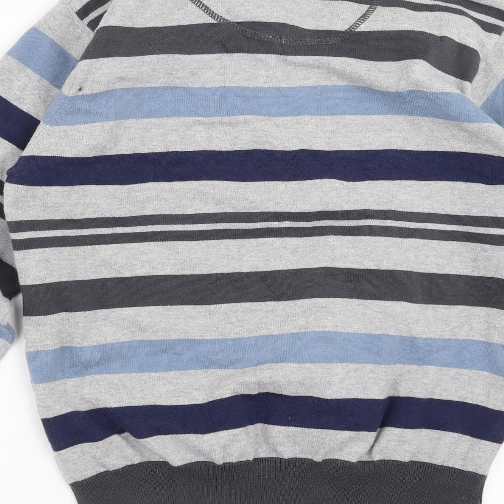 Cedar Wood State Mens Grey Striped Pullover Jumper Size M