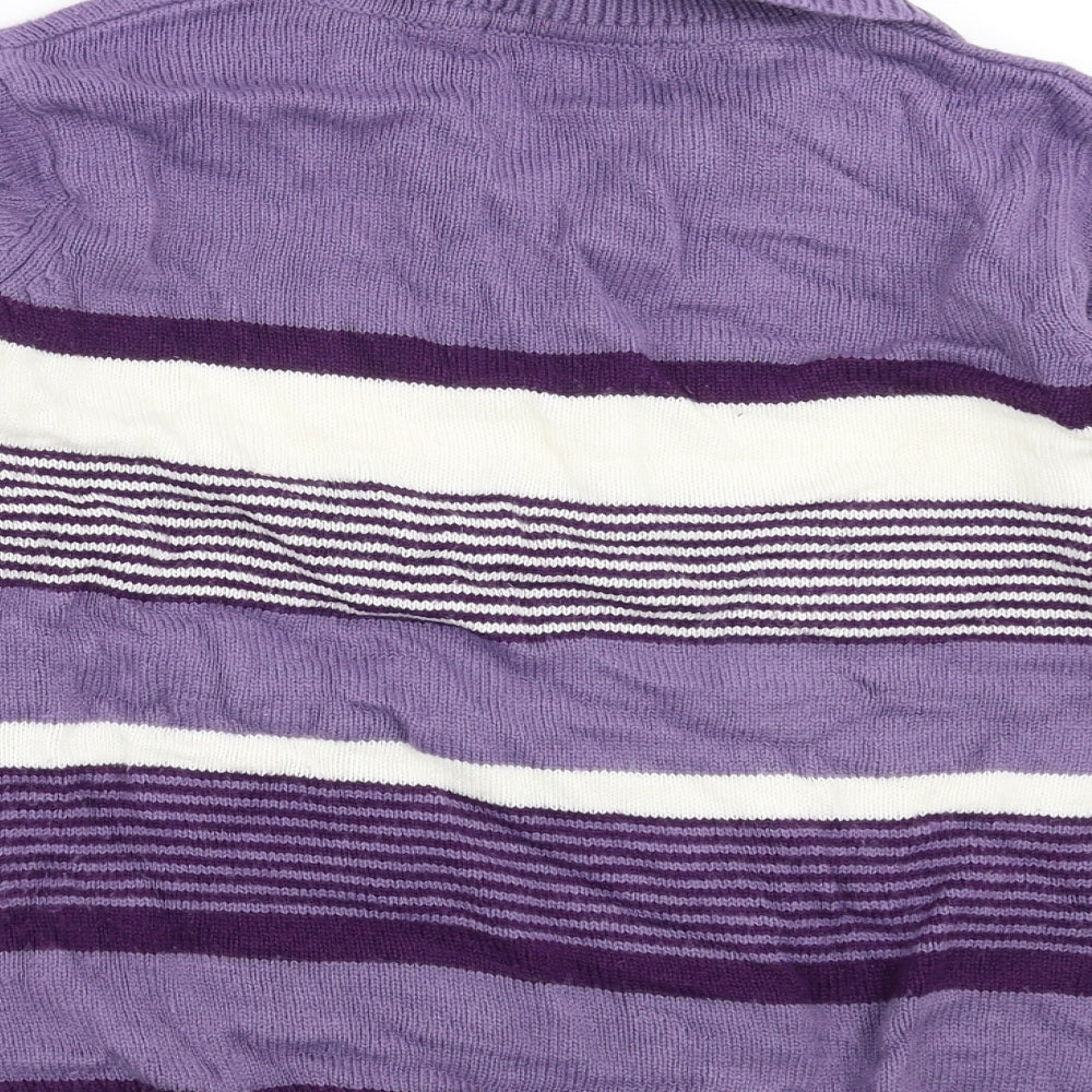 EWM Womens Purple Striped Knit Pullover Jumper Size S
