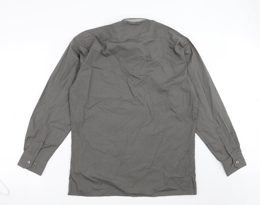Mens UK Size 15 Premier Grey Button-Up Long Sleeve Casual Shirt