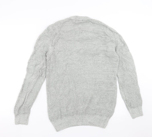 New Look Mens Grey Knit Pullover Jumper Size XS