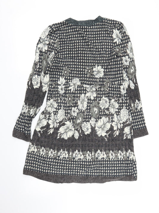 Preworn Womens Grey Floral Jumper Dress Size M