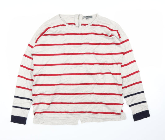 89th & Madison Womens Beige Striped Pullover Jumper Size M
