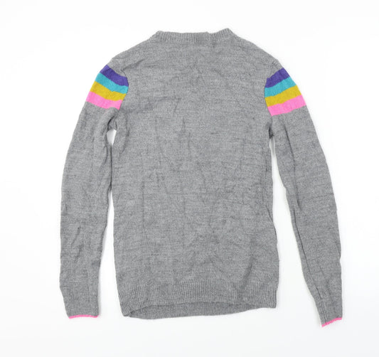 F&F Womens Grey Striped Pullover Jumper Size 6