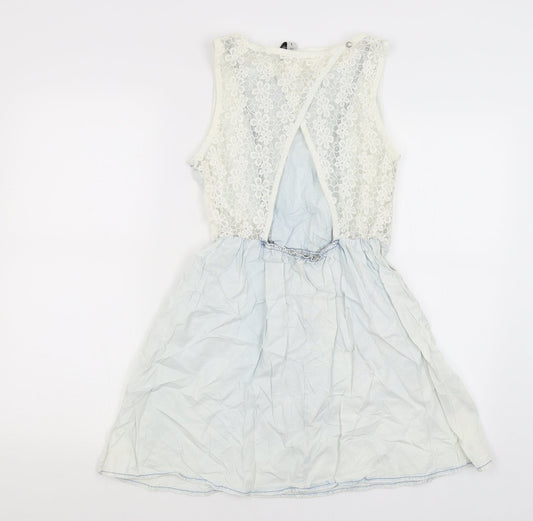 Denim Co Womens Blue Basic Blouse Size 8