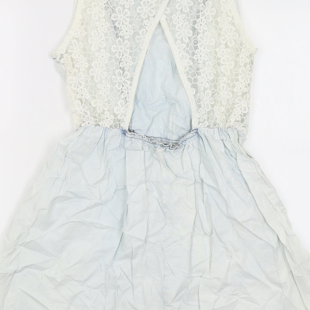 Denim Co Womens Blue Basic Blouse Size 8