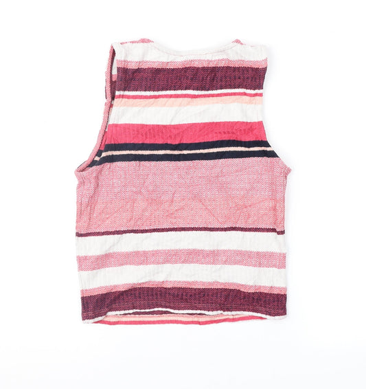 Womens UK Size 10 New Look Pink Cropped Blouse