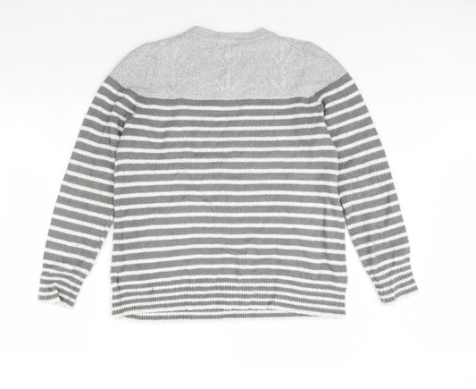 Gap Mens Grey Striped Pullover Jumper Size XL