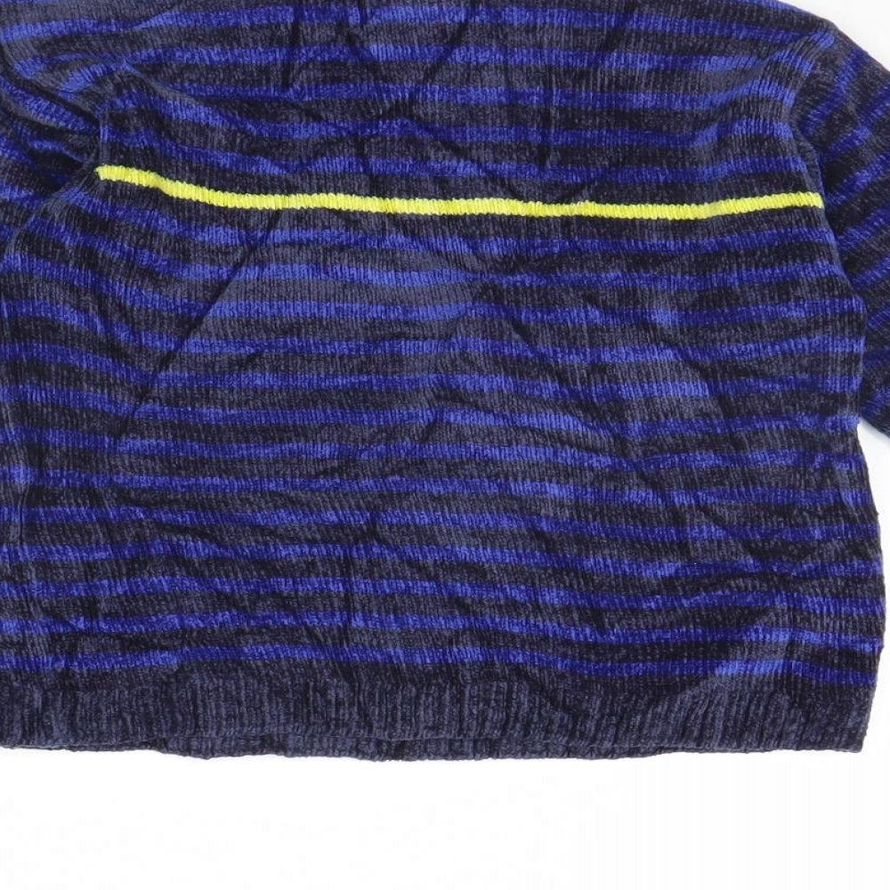 TU Girls Blue Striped Velour Pullover Jumper Size 3 Years
