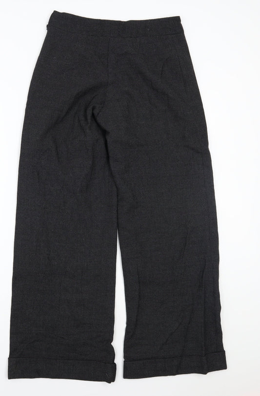 Womens UK Size 10 Preworn Regular Fit Black Trousers