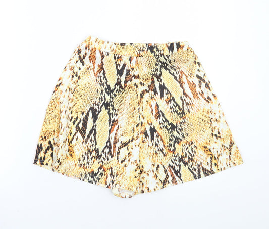 Boohoo Womens Orange Animal Print  Hot Pants Shorts Size 8