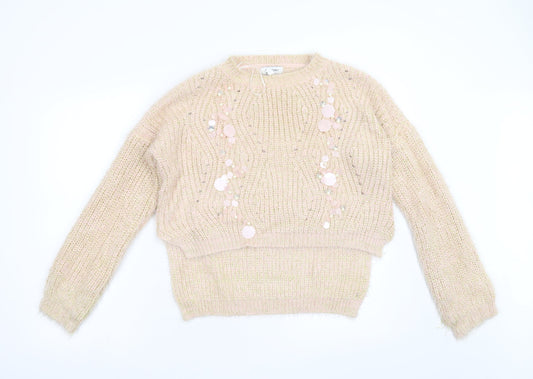 Womens UK Size M Wild Flower Pink Pullover Jumper