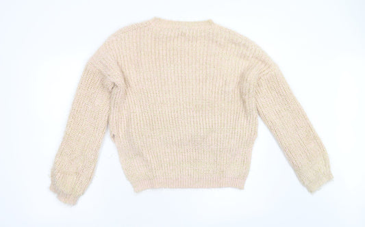 Womens UK Size M Wild Flower Pink Pullover Jumper