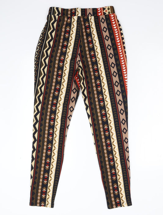 SheIn Womens Multicoloured Geometric Trousers Size S L27 in