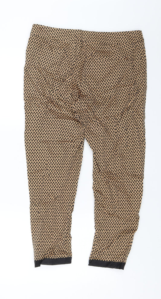 M&S Womens Gold Geometric Trousers Size 12 L23 in