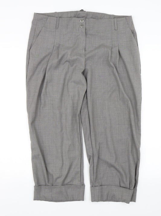 Womens UK Size 18 AMARANTO Regular Fit Cropped Grey Trousers