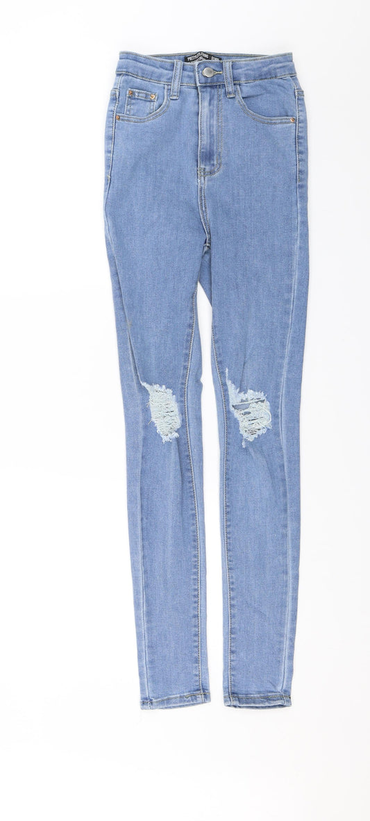 Womens UK Size 4 PRETTYLITTLETHING Regular Fit Skinny Blue Jeans