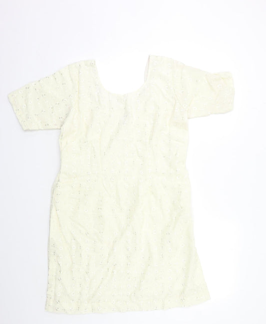 Womens UK Size M Preworn Ivory Tunic Blouse