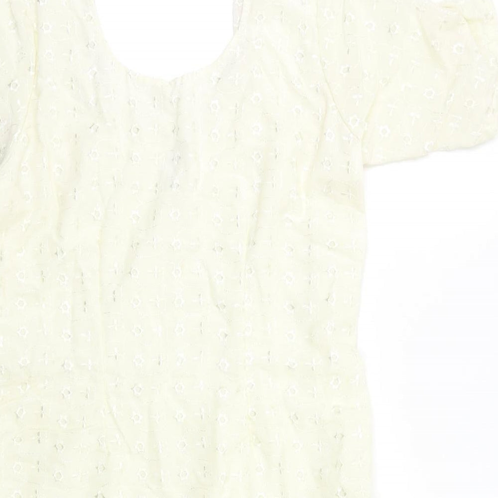 Womens UK Size M Preworn Ivory Tunic Blouse