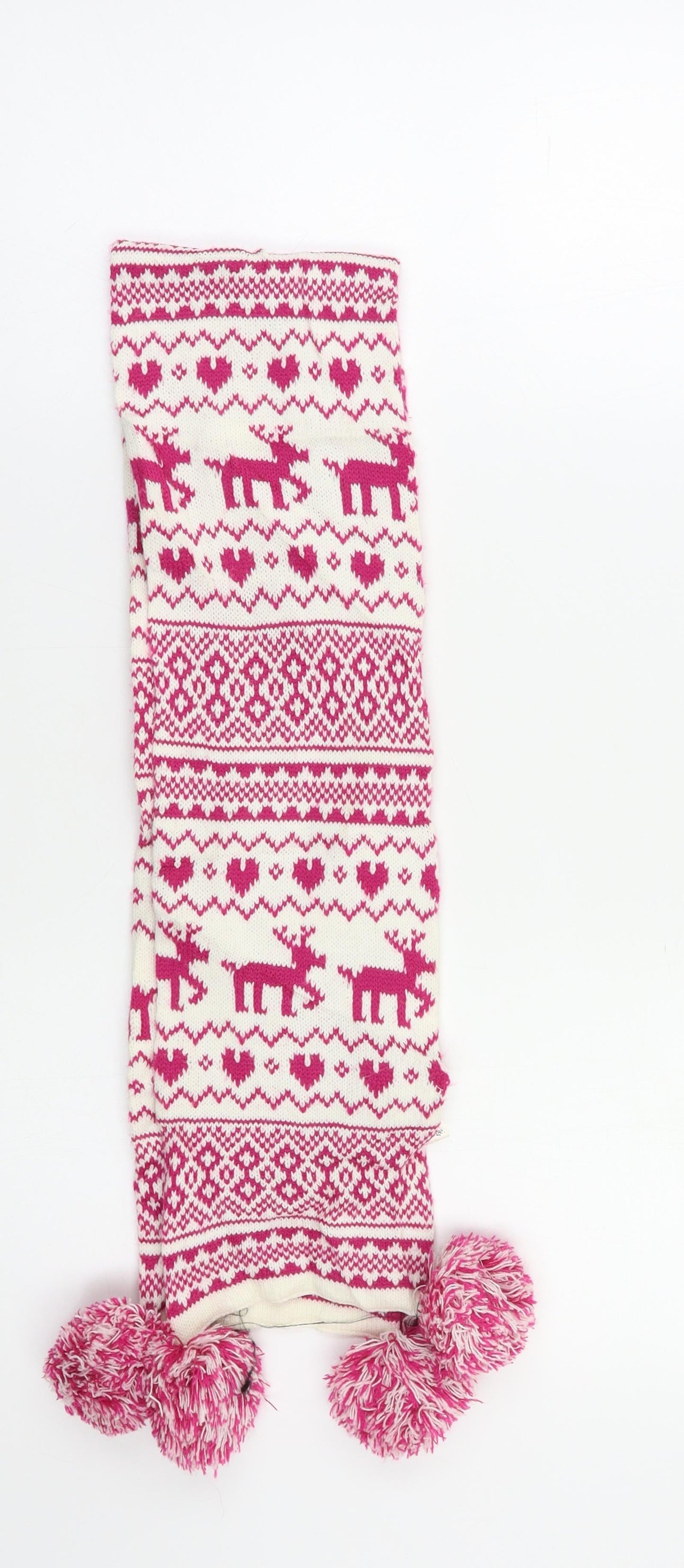 George Girls Pink Fair Isle Scarf Scarves & Wraps Size Regular