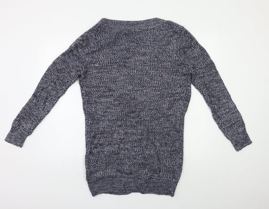 Brave Soul Womens Blue Herringbone Full Zip Jumper Size S