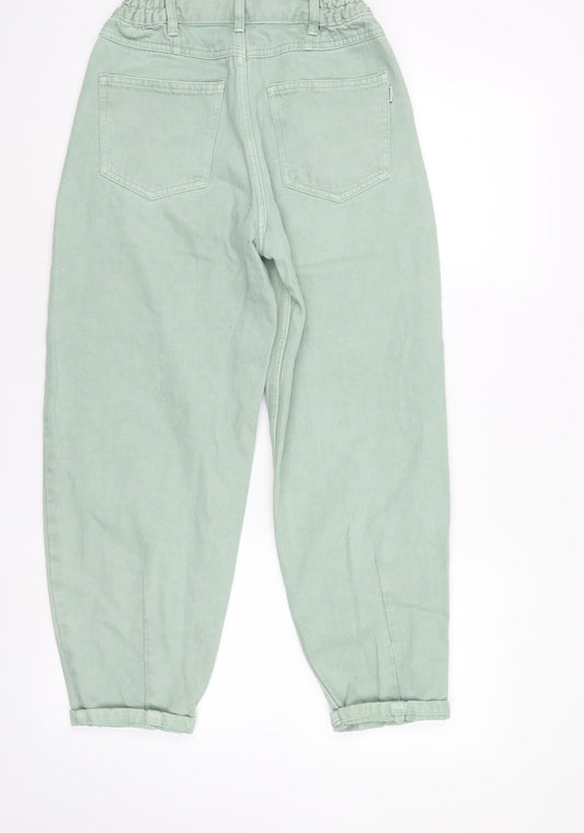 Womens UK Size 4 Bershka Regular Fit Straight Green Jeans