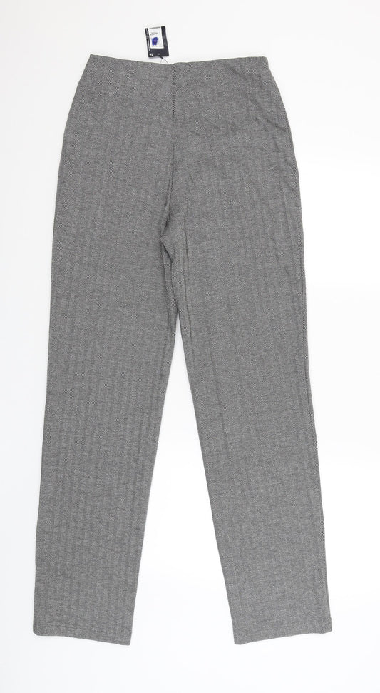 M&S Womens Black Striped Jegging Trousers Size 10 L33 in