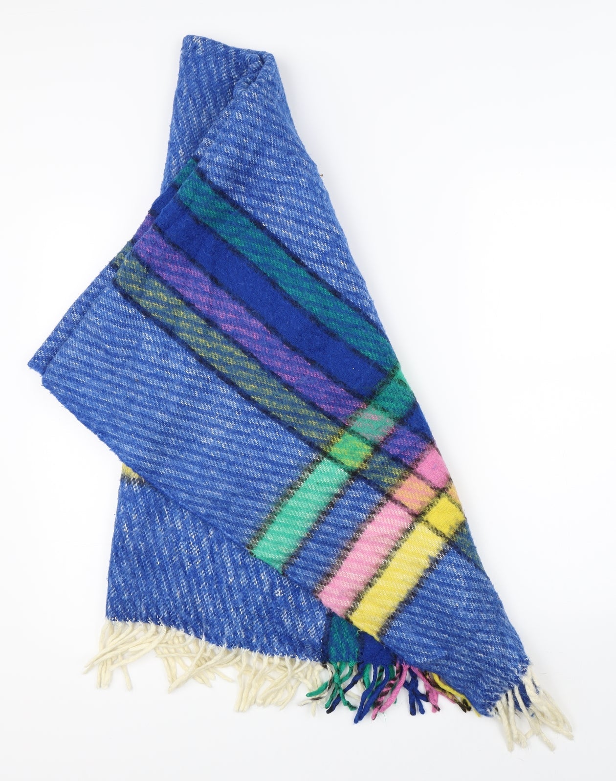Preworn Unisex Blue Check Knit Scarf