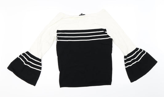 Principles Womens Black Striped Pullover Jumper Size 10