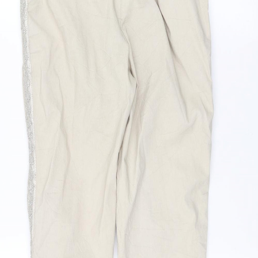 Womens UK Size 26 in Preworn Regular Fit Rain Trousers Beige Trousers
