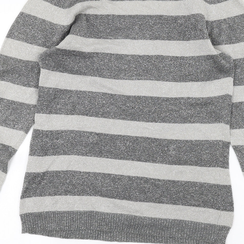 Womens UK Size S VILA Grey Basic T-Shirt