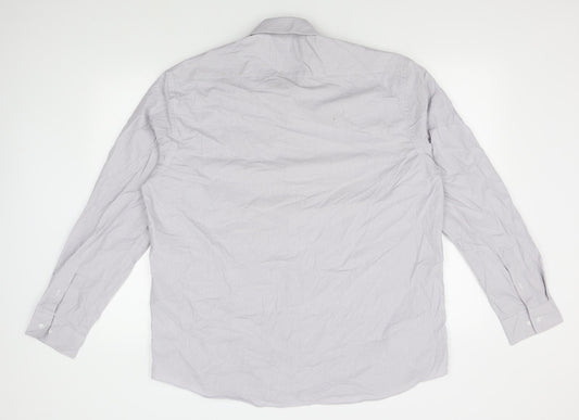 Taylor & Wright Mens Grey Striped Button-Up Size 17 - 17 1/2