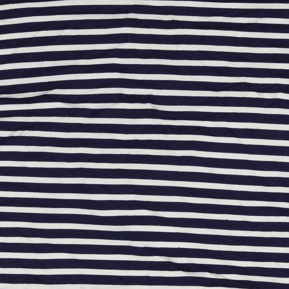 Boohoo Womens Blue Striped Pullover Jumper Size 14 - shoulderless