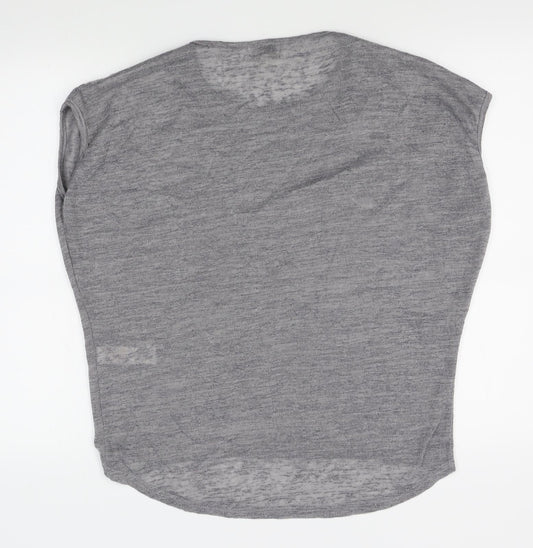 Womens UK Size 14 Apricot Grey Basic T-Shirt